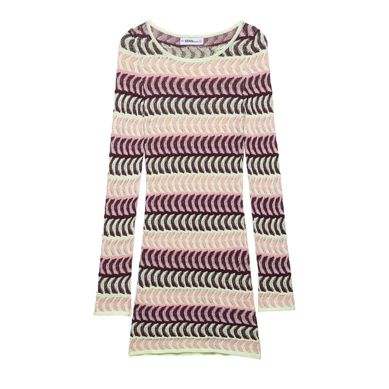 Style Women's Fashion Casual Long Sleeve Fitted Knit Dress
