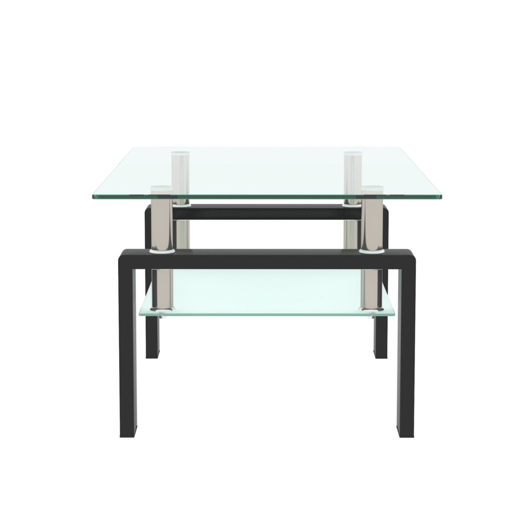 Rectangle Black Glass Coffee Table Clear Coffee Table Modern Side Center Tables for Living Room Living Room Furniture
