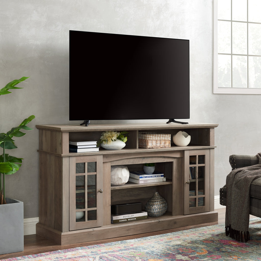 Classic TV Media Stand Modern Entertainment Console for TV Up to 65" with Open and Closed Storage Space Gray Wash