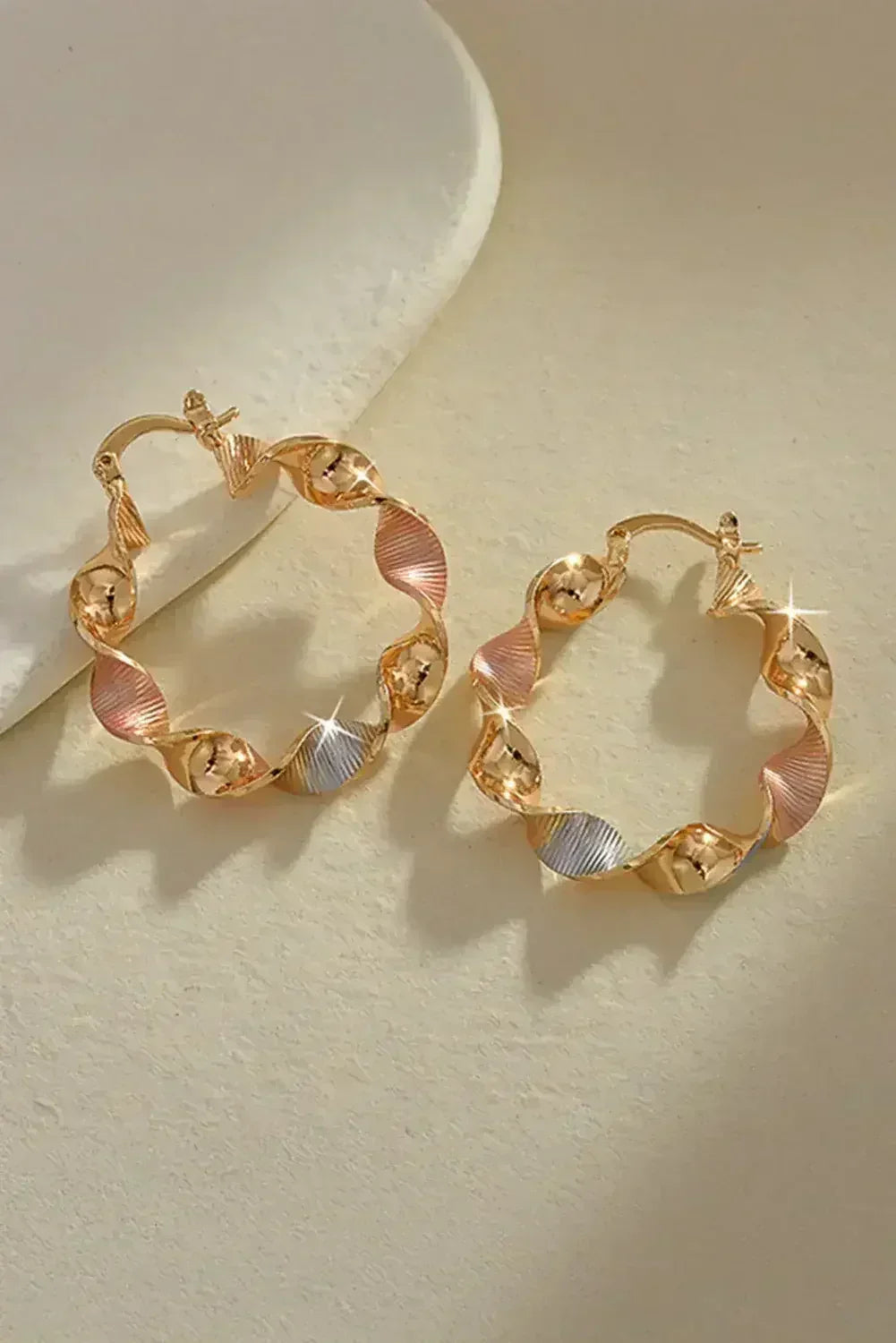 Gold Twisted Hoop Earrings | Modern Alloy Hoops -femstylo
