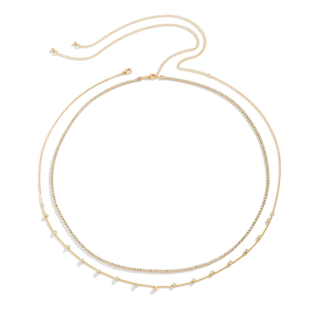 Versatile double-layer simple thin chain claw chain body chain fashionable beach rhinestone sexy waist chain