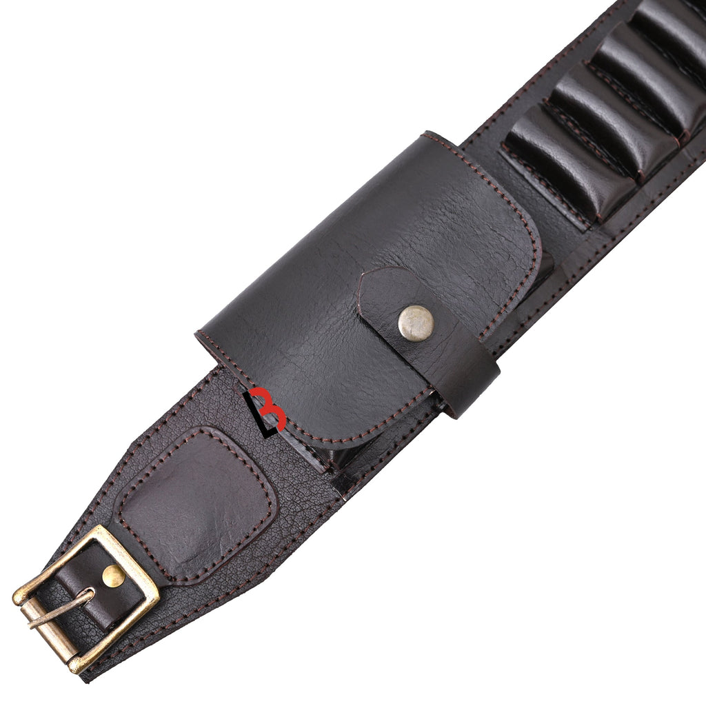 Cowhide Leather Shotshell Bandolier Cartridge Belt Two Flap Ammunition Carrier