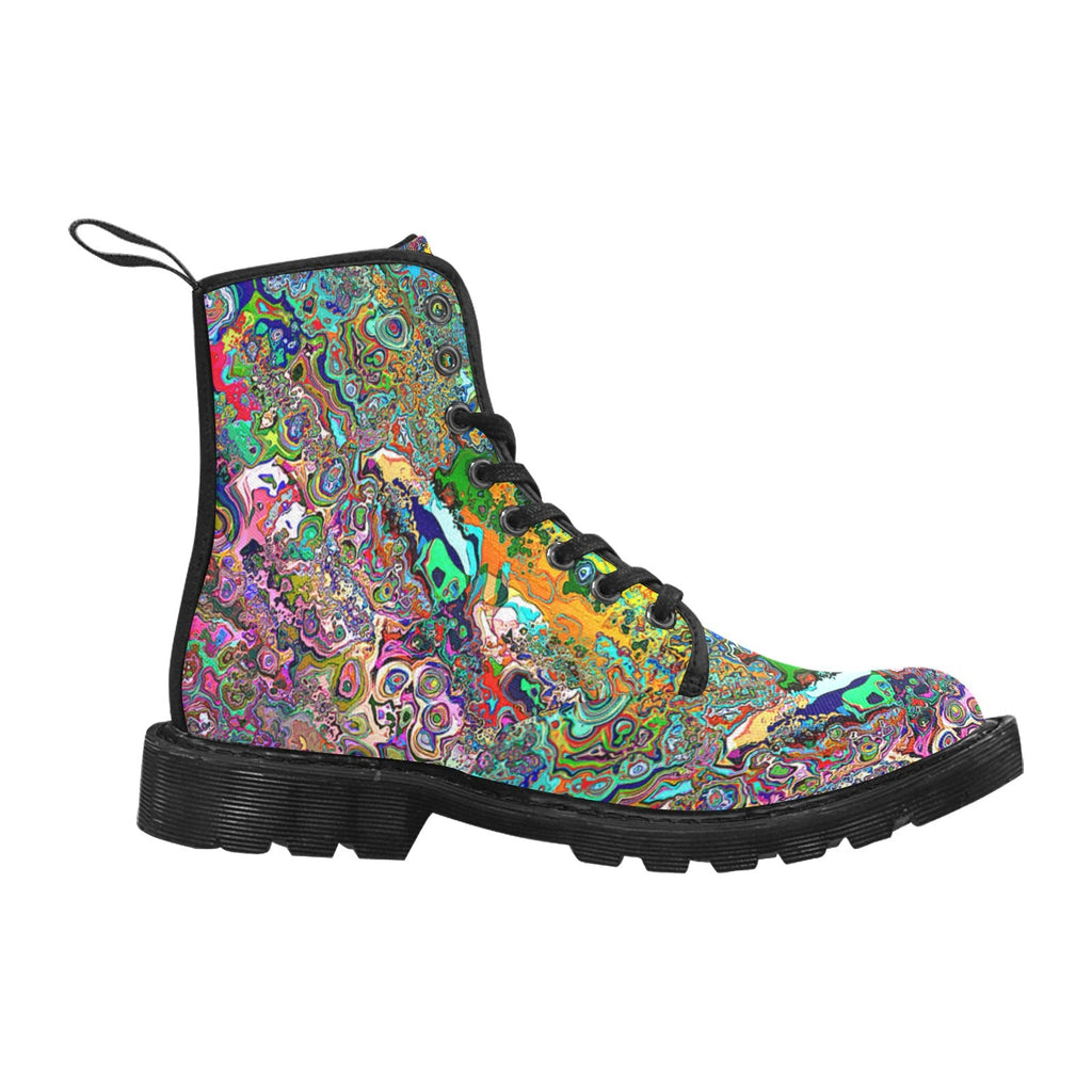 EDM Artist Logos Women's Lace Up Canvas Boots No-Slip Shoes for Hiking Camping Festivals