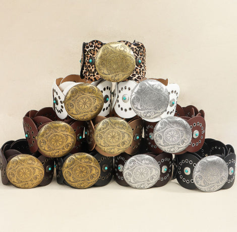 Waist Western Style Disc Personality Turquoise Air Eye Belt