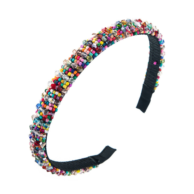 Hand Woven Beaded Headband Female Baroque Beaded Hair Binding Korean Version Net Red Wash Face Hair Accessories