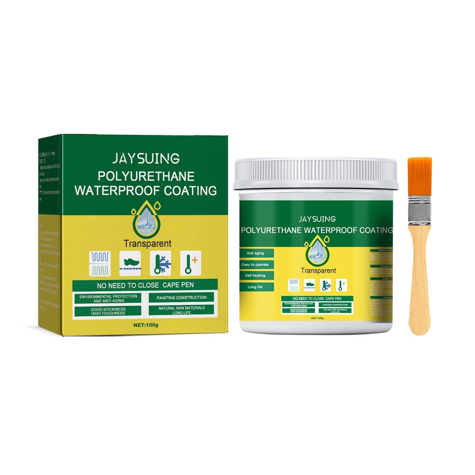Polyurethane Waterproof Coating, Roof Bathroom Pipe Leakproof Smashing Brick Transparent Waterproofing Agent Wall Paint