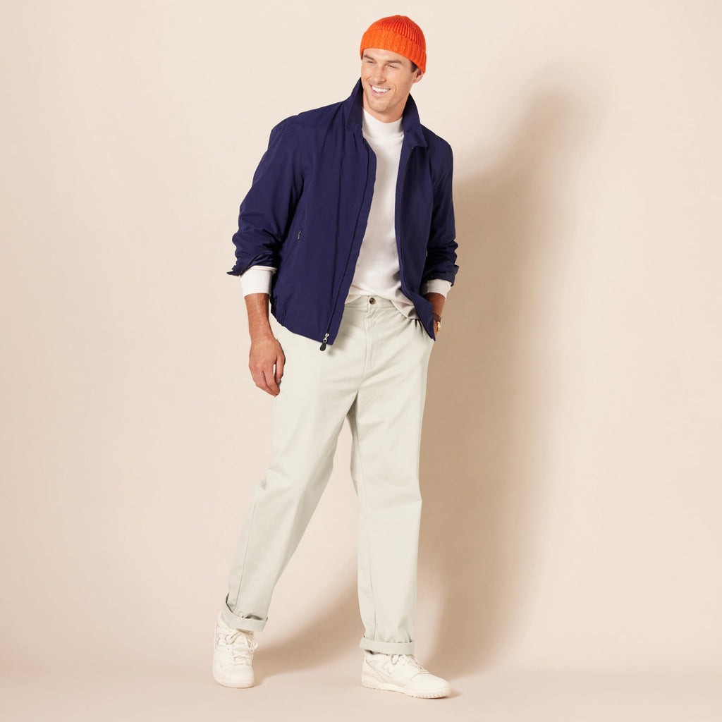 Amazon Essentials Men's Classic-Fit Flat-Front Chino Pant Stone Size 35x34