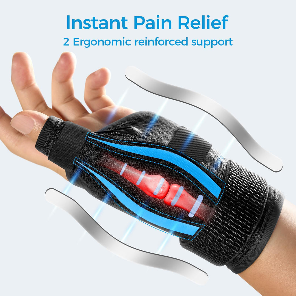 FULDAY Thumb Spica Splint Brace for Arthritis Pain Support Pink/Black Size S/M