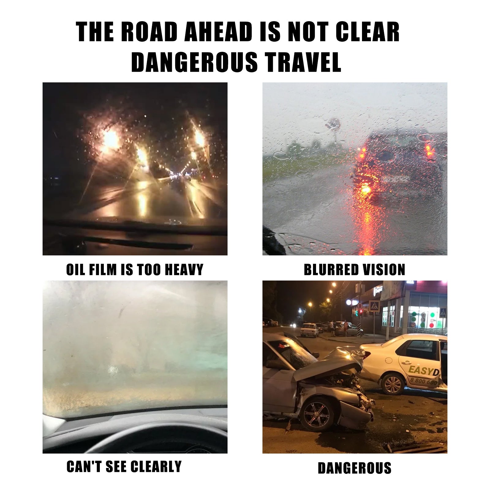 Car Glass Oil Film Remover, Rain Mist Smeary Clean Car Windscreen Cleaner