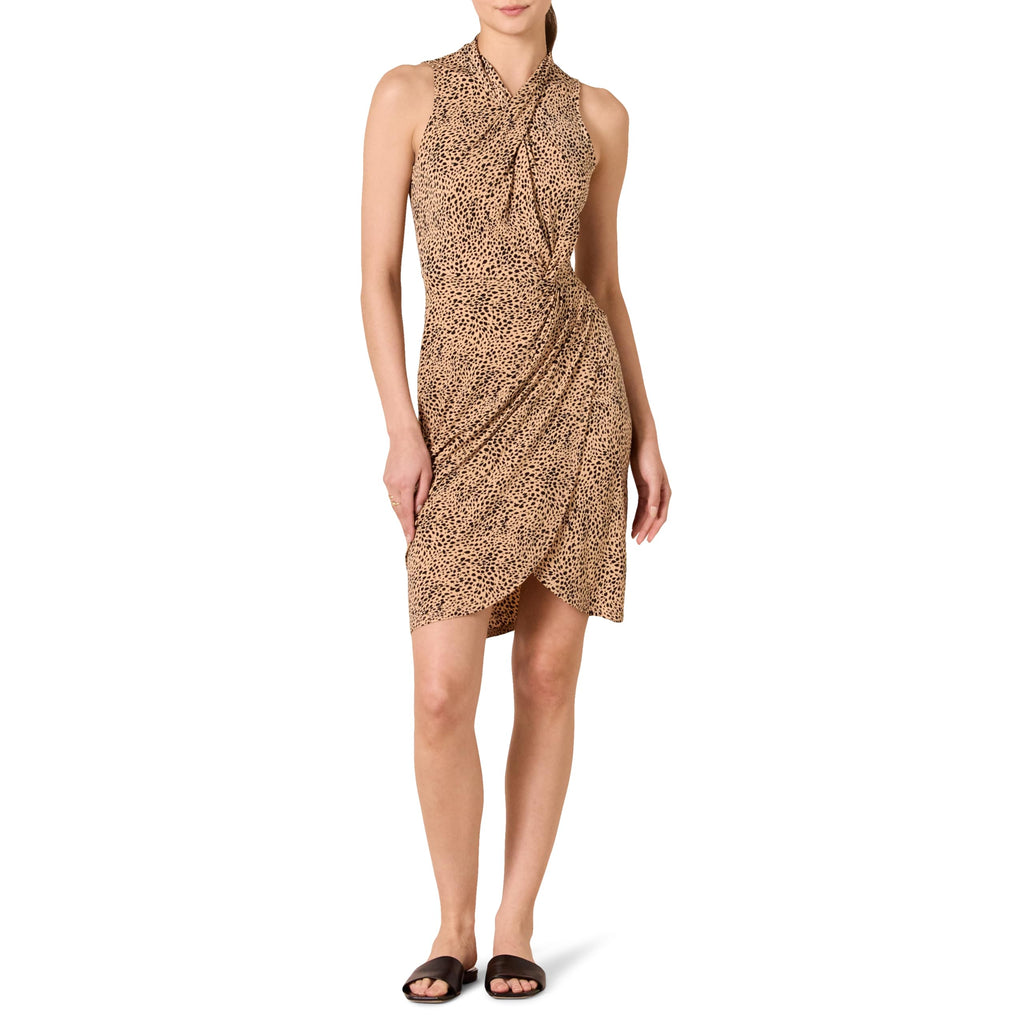 Amazon Essentials Women's Sleeveless Faux Wrap Dress Light Camel Size L