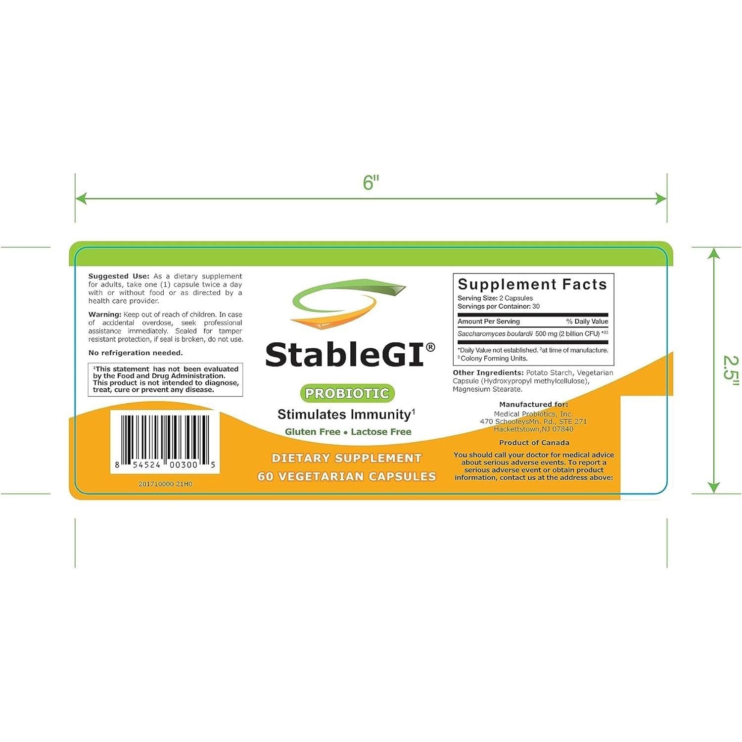 Stable GI Daily Probiotic 60 Vegetable Capsules