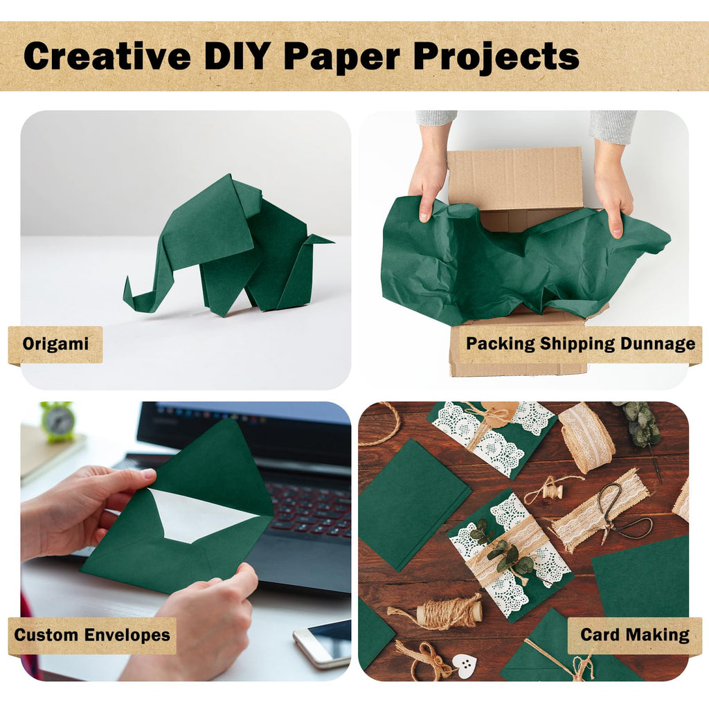RUSPEPA Dark Green Kraft Wrapping Paper Roll 17.5x393in 80GSM Recyclable