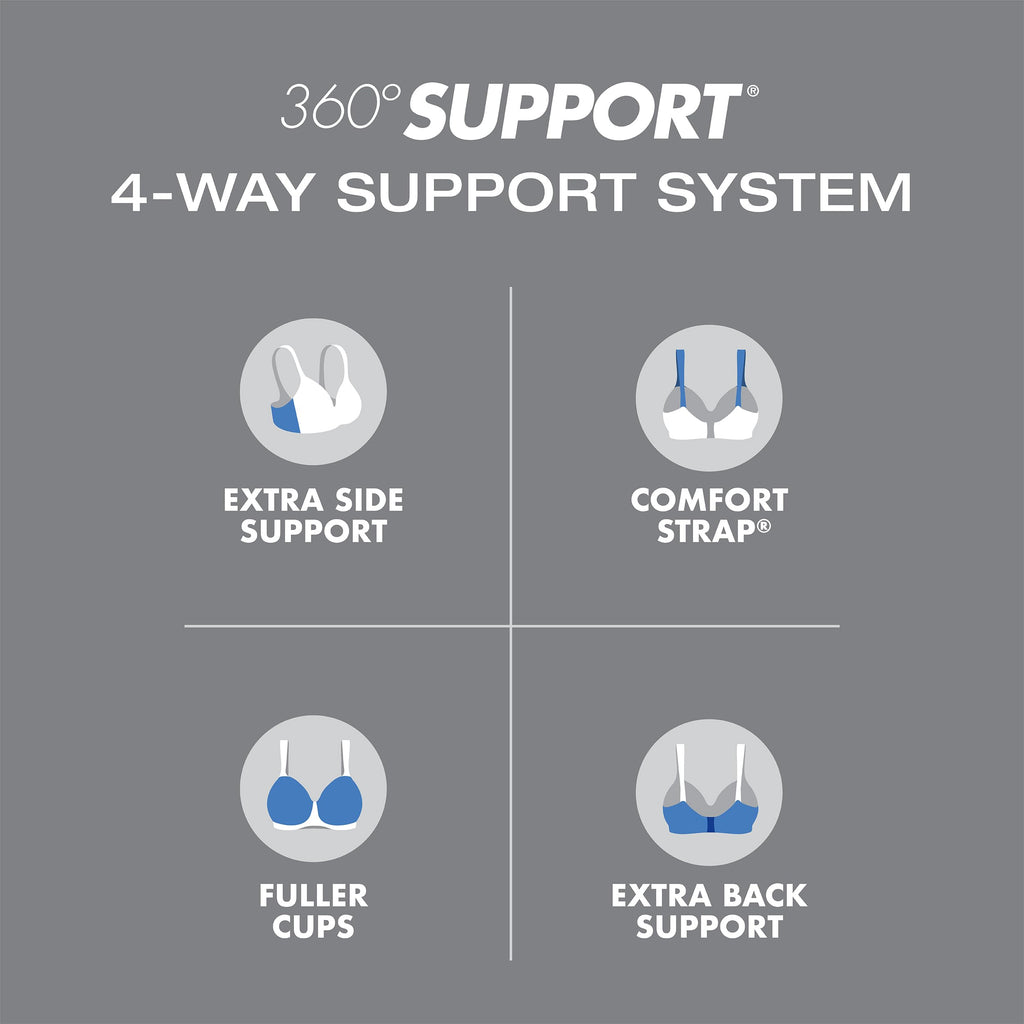 PLAYTEX Women's 18 Hour Extra Back Support Front Close Wireless Nude 2-Pack 36C