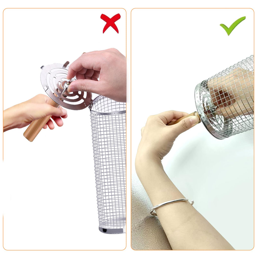 2 PCS Rolling Grill Baskets Stainless Steel BBQ Vegetable Fish Meat Grilling Set