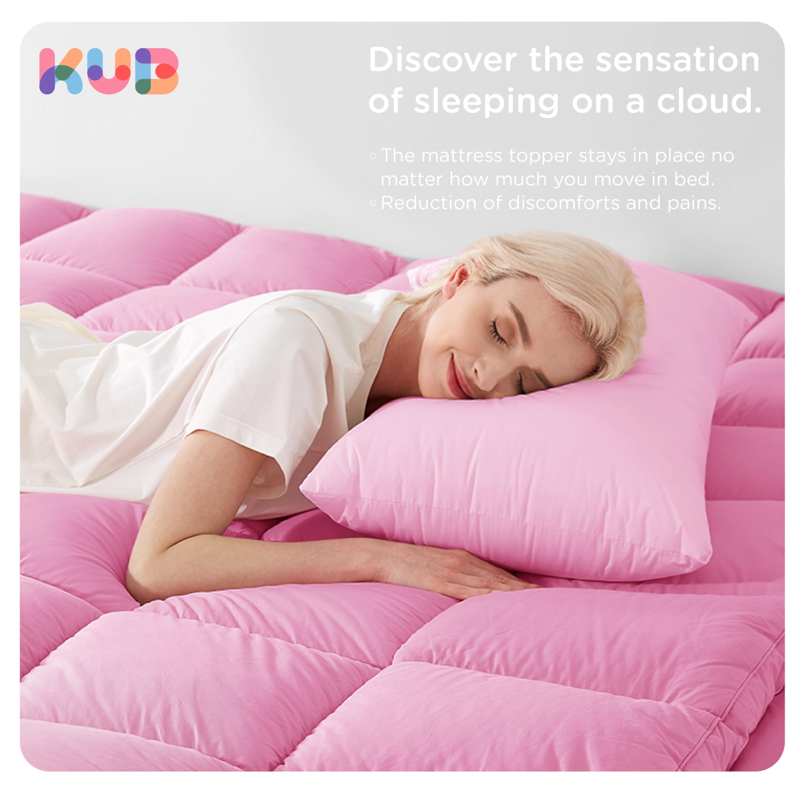 KUB Cotton Mattress Topper Cooling Pillow Top White Queen 80x60in