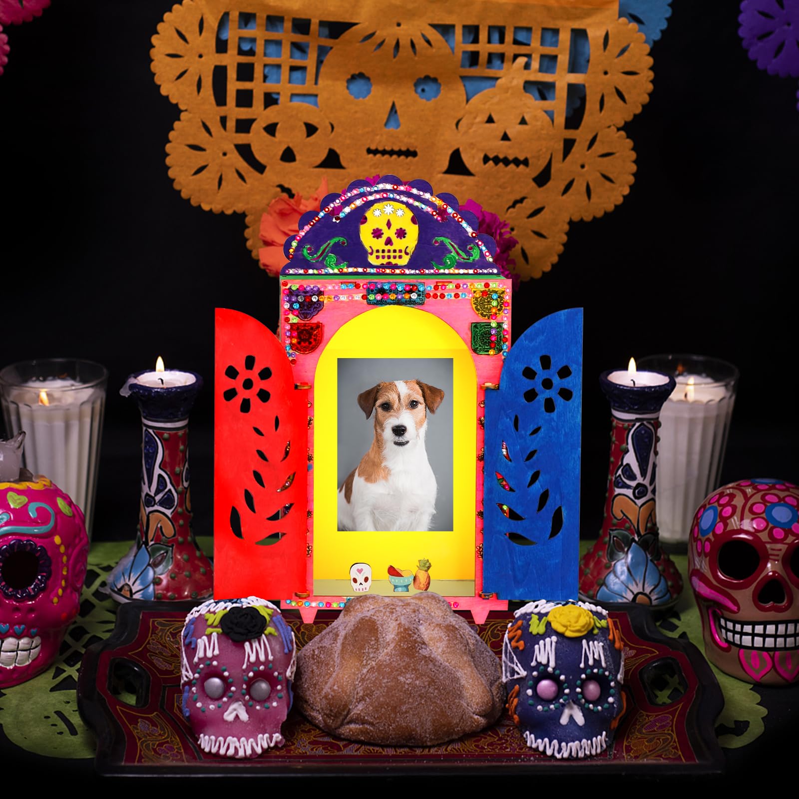 Dia De Los Muertos Wooden Altar Shadow Box Mexican Ofrenda Decoration