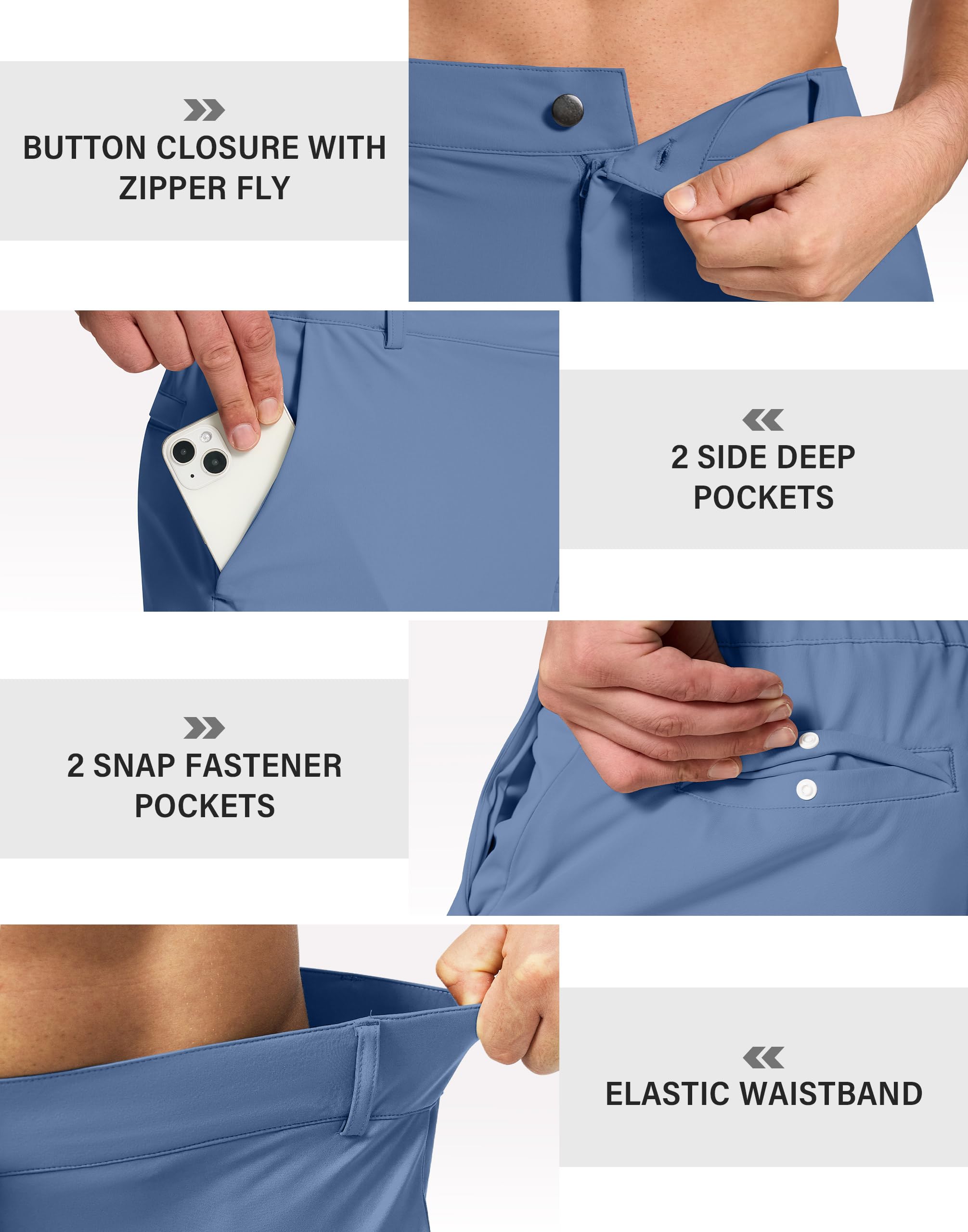 SERAMY Men's Golf Joggers Slim Fit Stretch Pants 5 Pockets Slate Blue Size XL