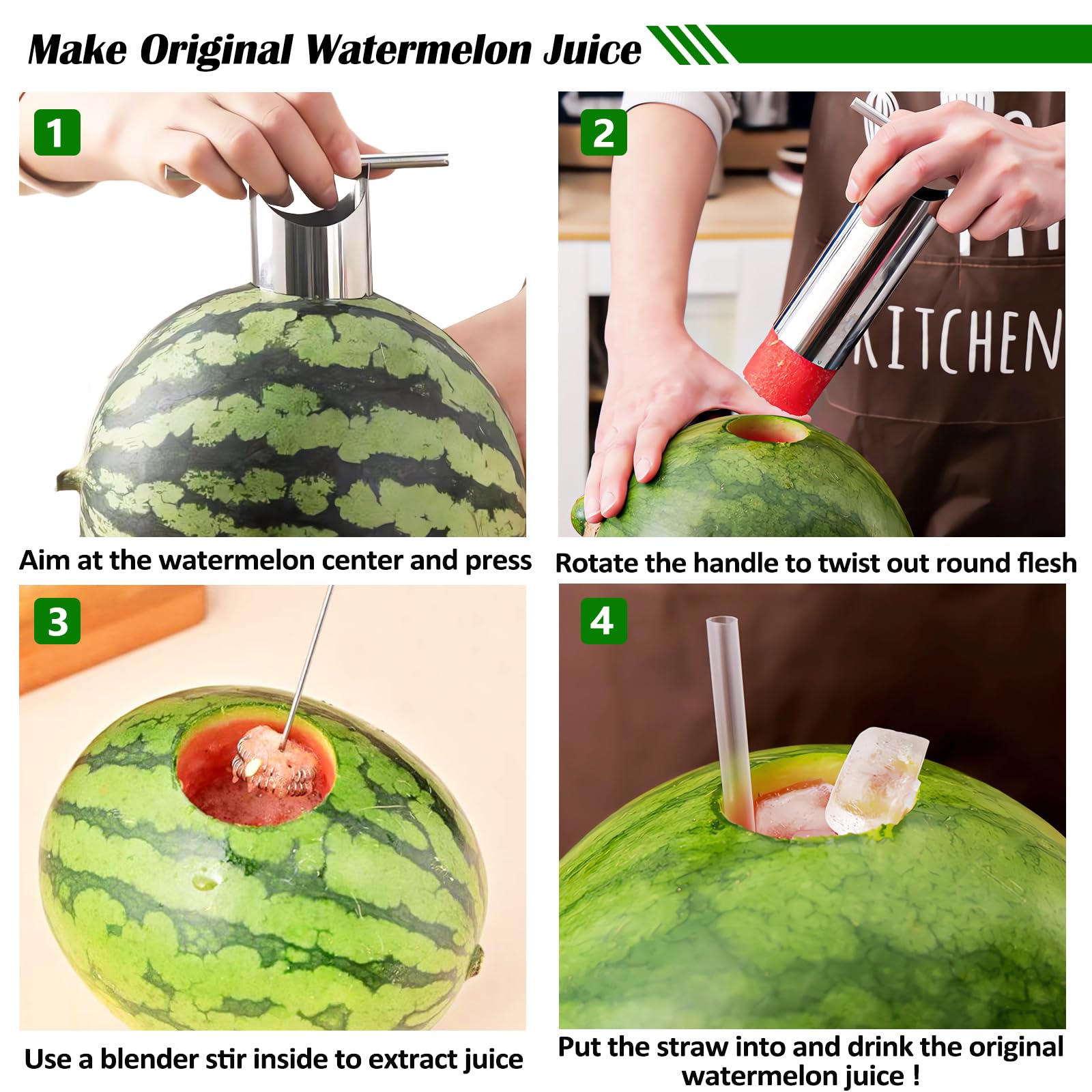 COKSDUPID Stainless Steel Watermelon Cutter Round Slice Juicer Silver