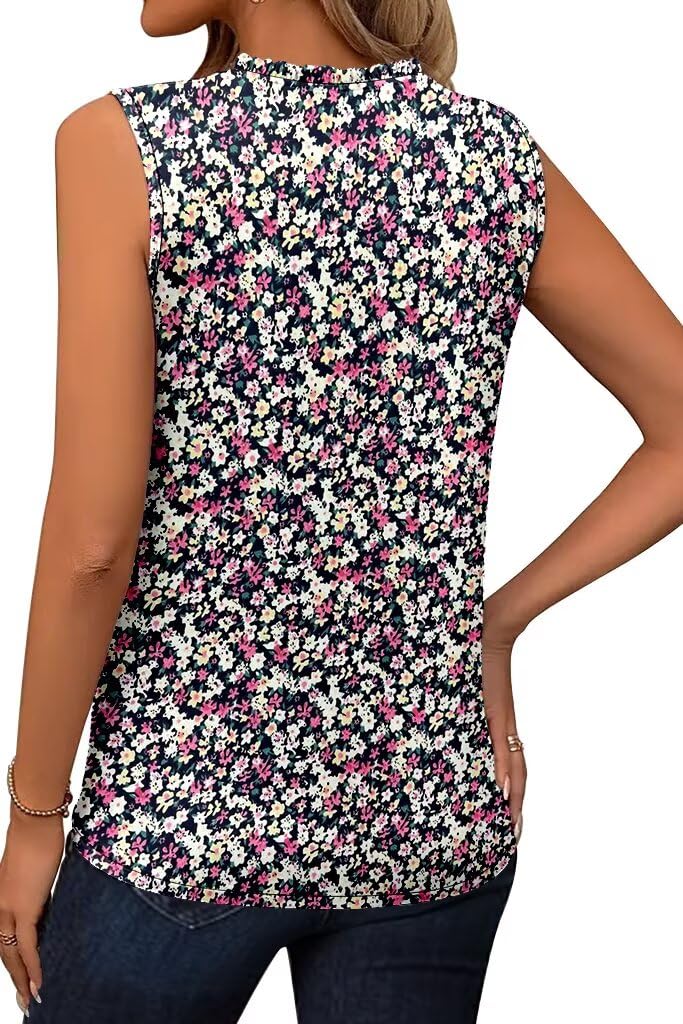 CRAZY GRID Women's Sleeveless Floral Slim Fit Tank Top Tee Violet Red Size XXL