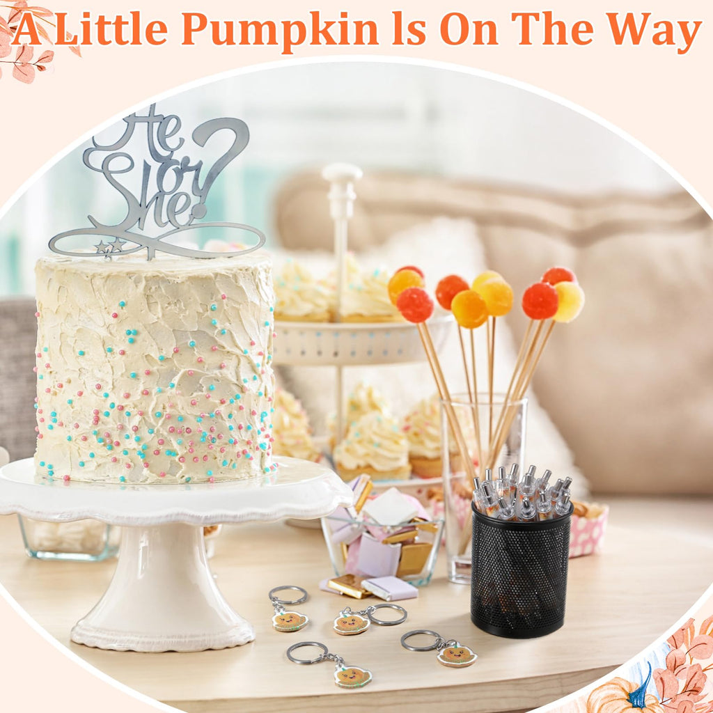AmazingSpark 36 Sets Fall Baby Shower Favors Pumpkin Pens Keychains Orange