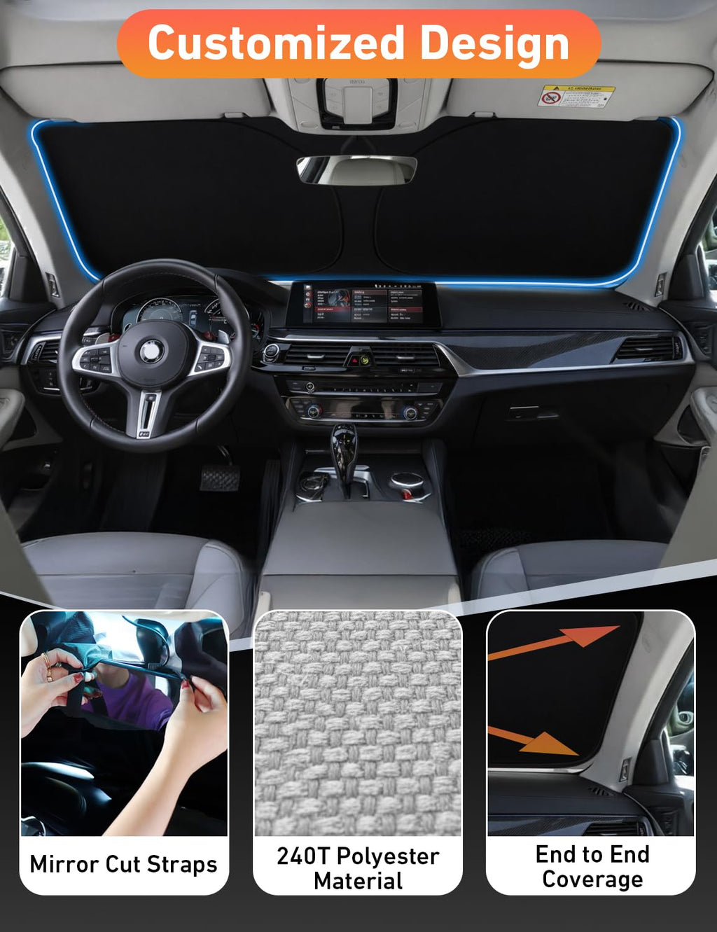 EcoNour Windshield Sunshade for Kia Telluride 2020-2025 UV Heat Blocker