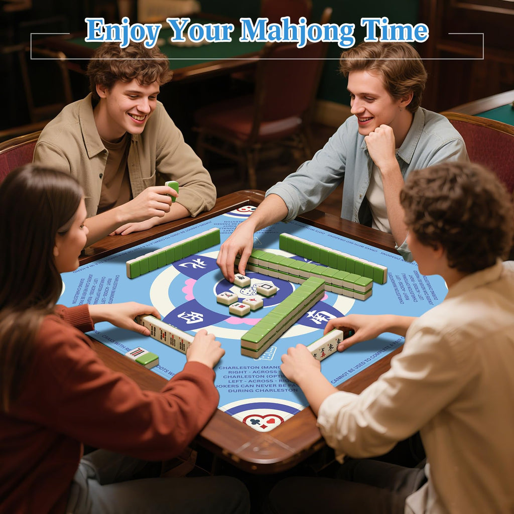 Mahjong Mat 31.5x31.5 Inch Thickened Non-Slip Rubber Base with Carrying Bag