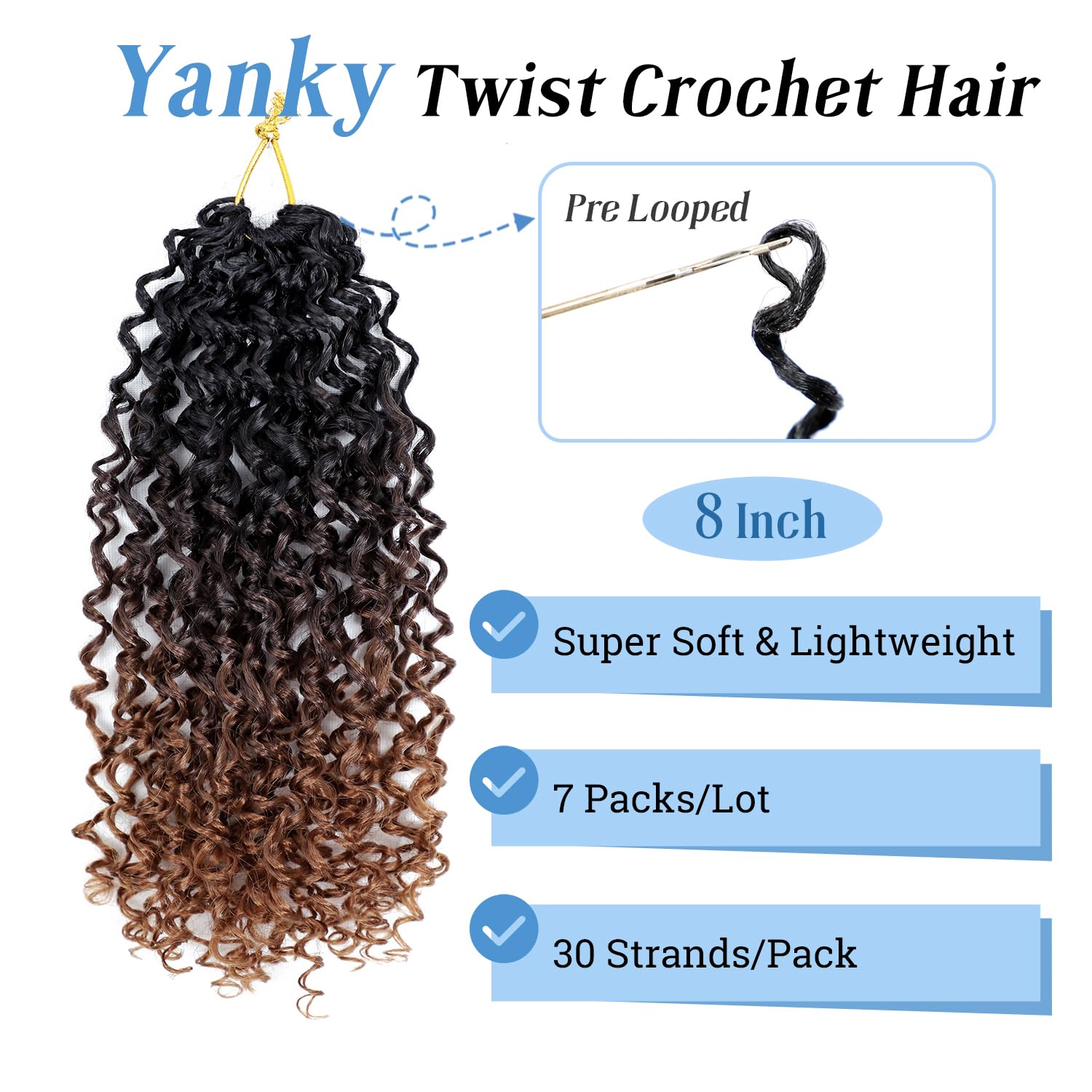 Dorsanee Spring Yanky Twist Hair 8 Inch Synthetic Mini Twist 7 Packs T1B/4/30
