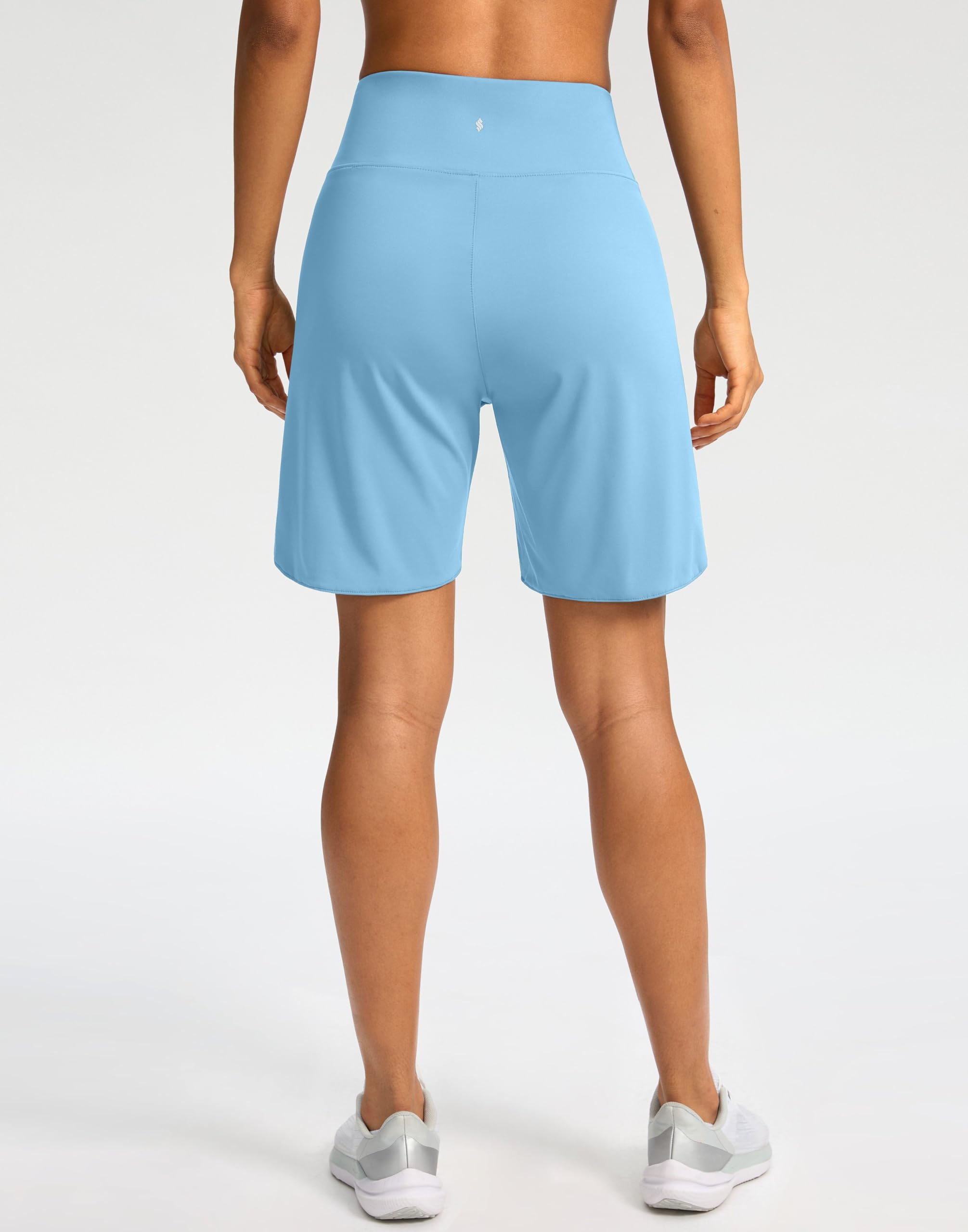 Soothfeel Women's 7" Athletic Running Shorts High Waisted Pockets Light Blue XL