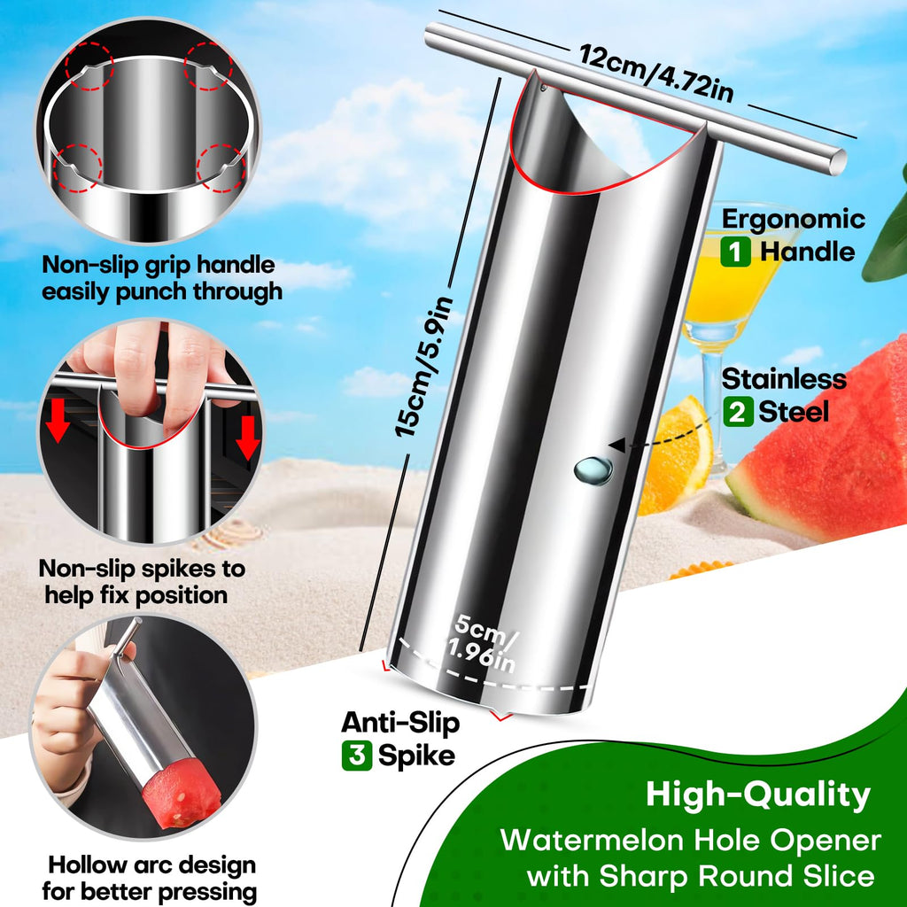 COKSDUPID Stainless Steel Watermelon Cutter Round Slice Juicer Silver