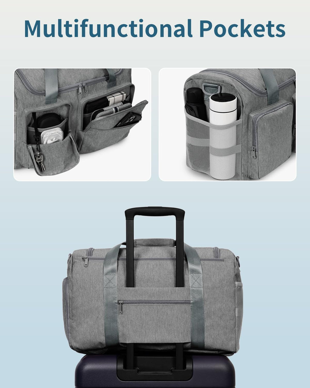 sportsnew Travel Duffel Bag 27L Gym Shoe Compartment Grey Medium Size