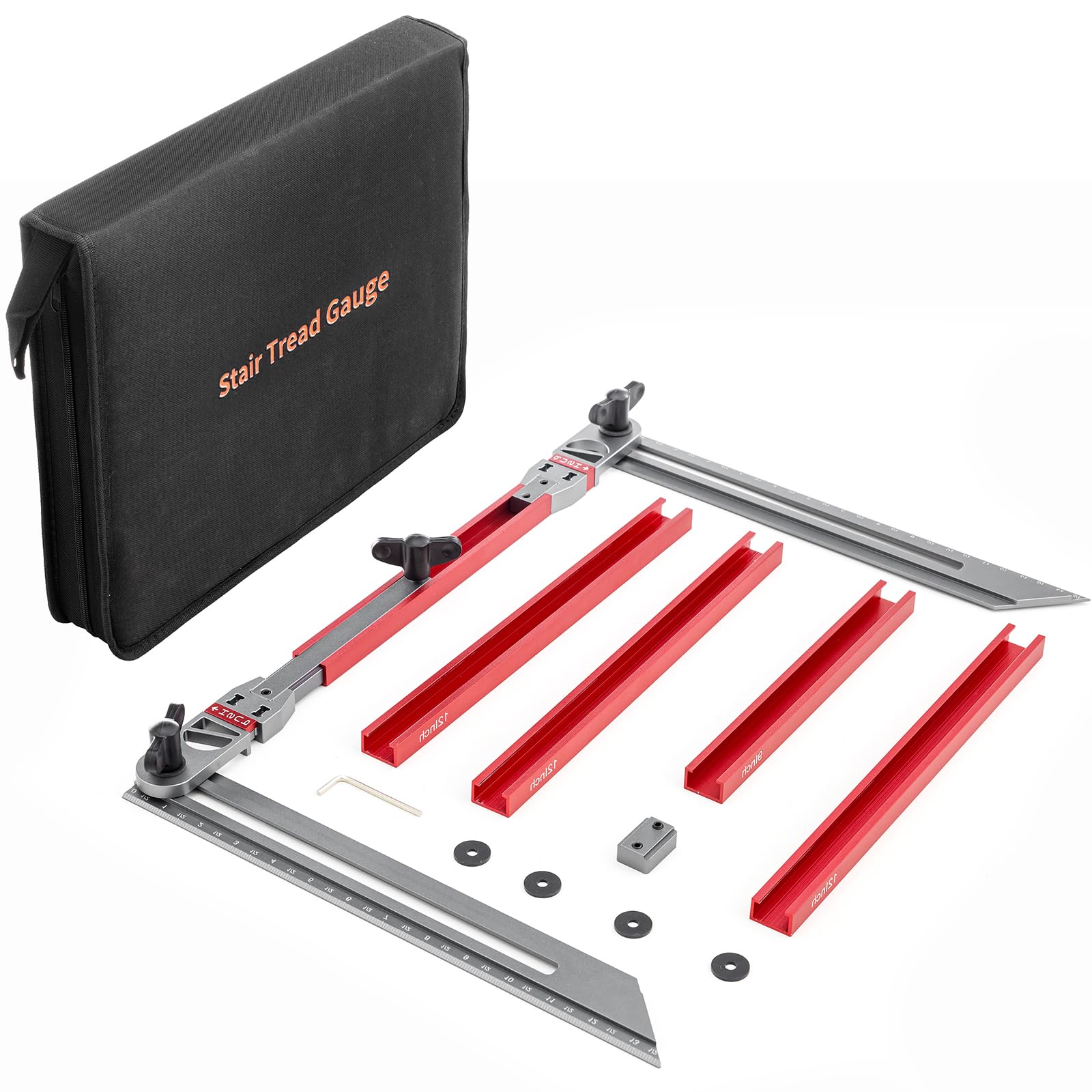 JLYLOL Stair Tread Template Tool Jig Measuring Gauge Angle Guide Red Grey