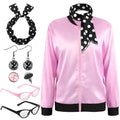 JORHIG 7 Pcs 1950s Pink Satin Costume Set Women Size 2XL
