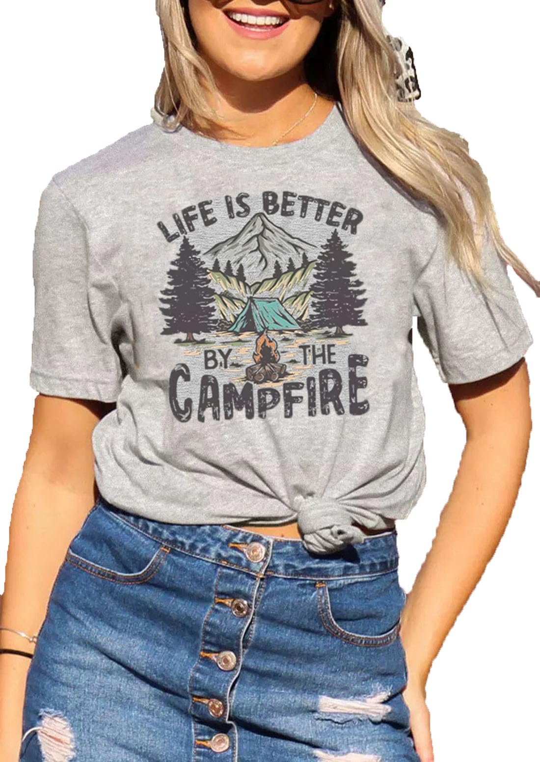 KLZELZS Women's Mountain Hiking Athletic Shirt Light Grey Size XL