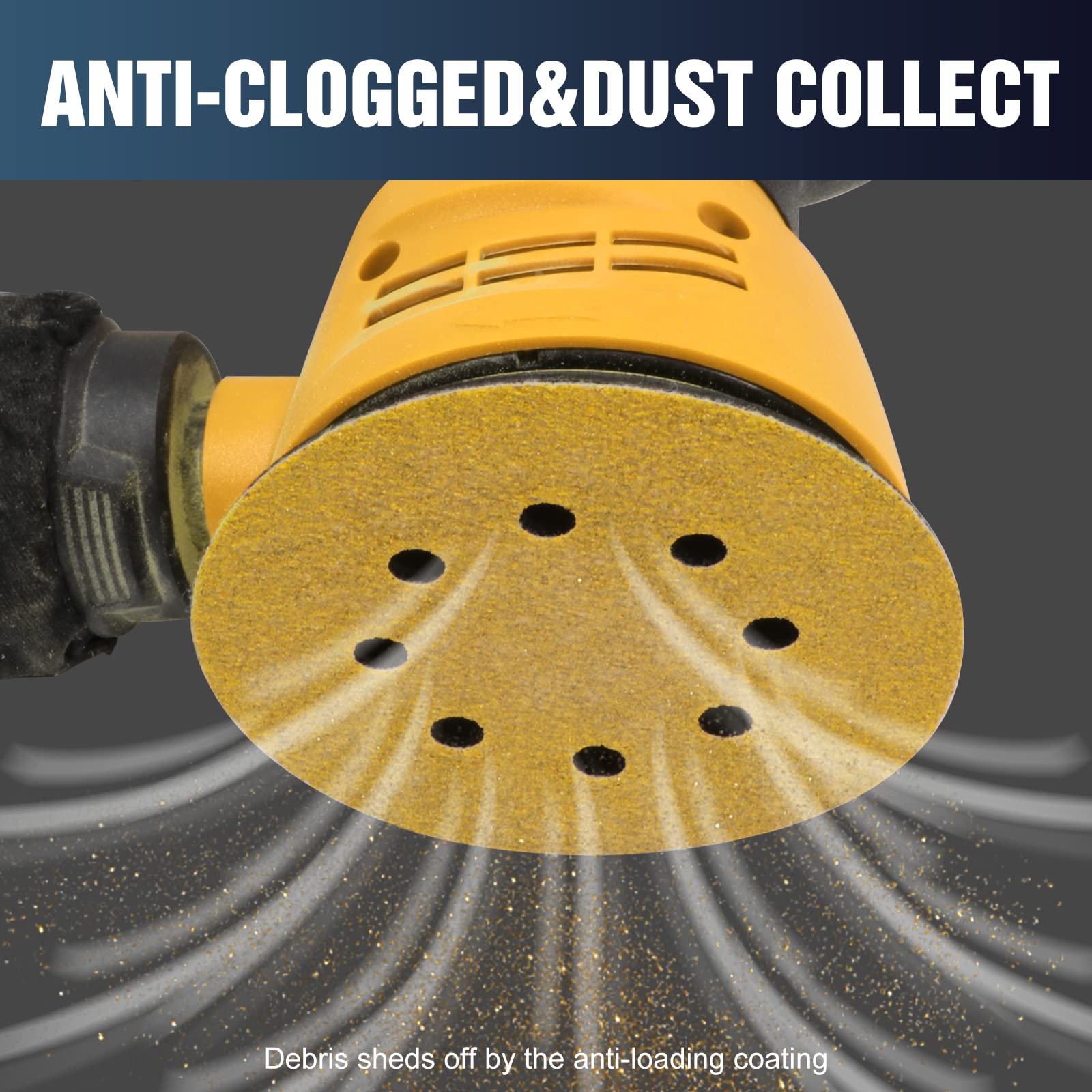Awutzut 5 Inch 150 Grit Sanding Discs Hook Loop Orbital Sander 100PK Yellow