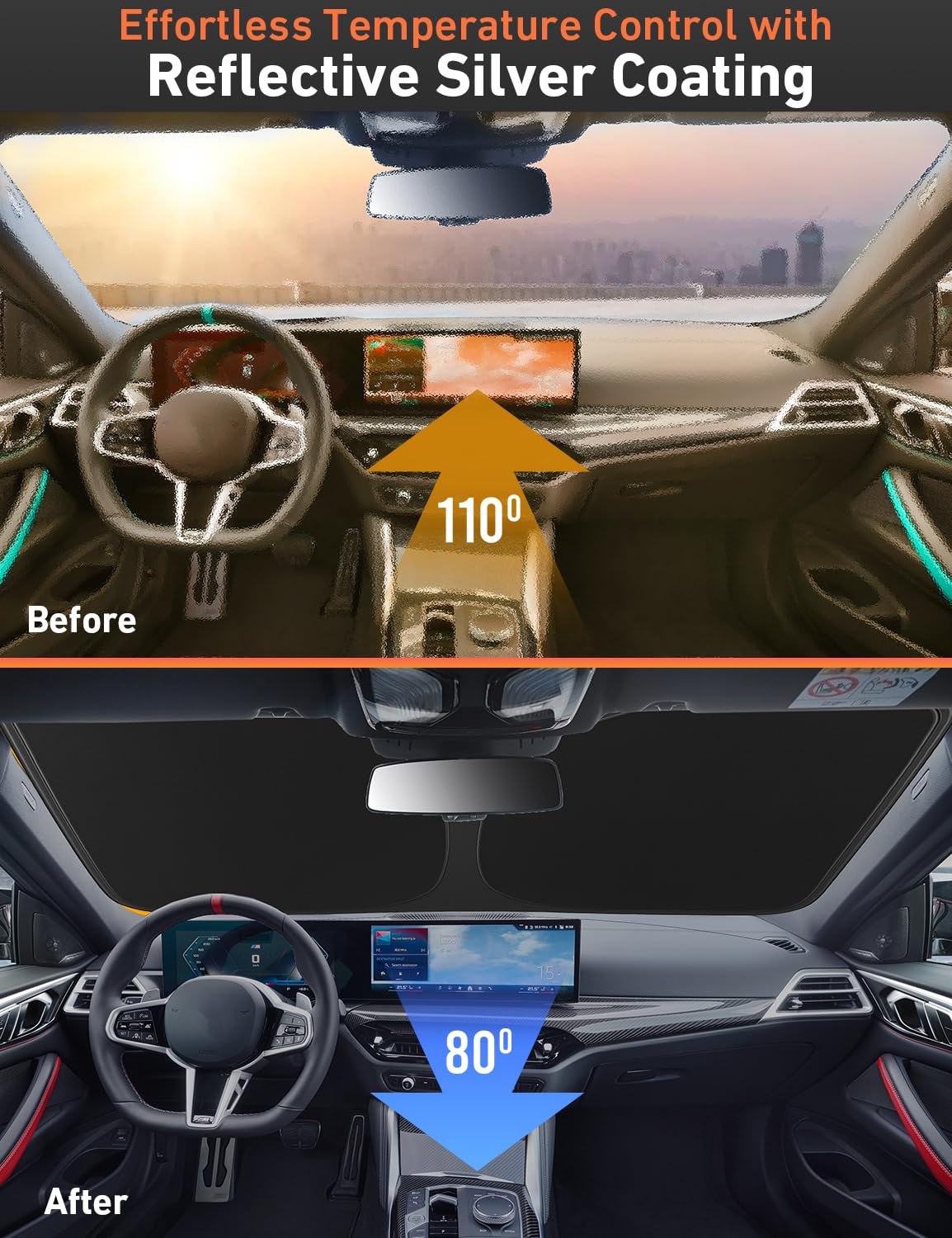 EcoNour Windshield Sunshade for Kia Telluride 2020-2025 UV Heat Blocker