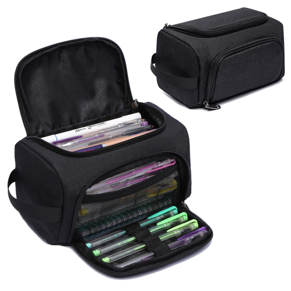 XQXA Large Capacity Pencil Case Organizer Multifunctional Travel Pen Bag Black