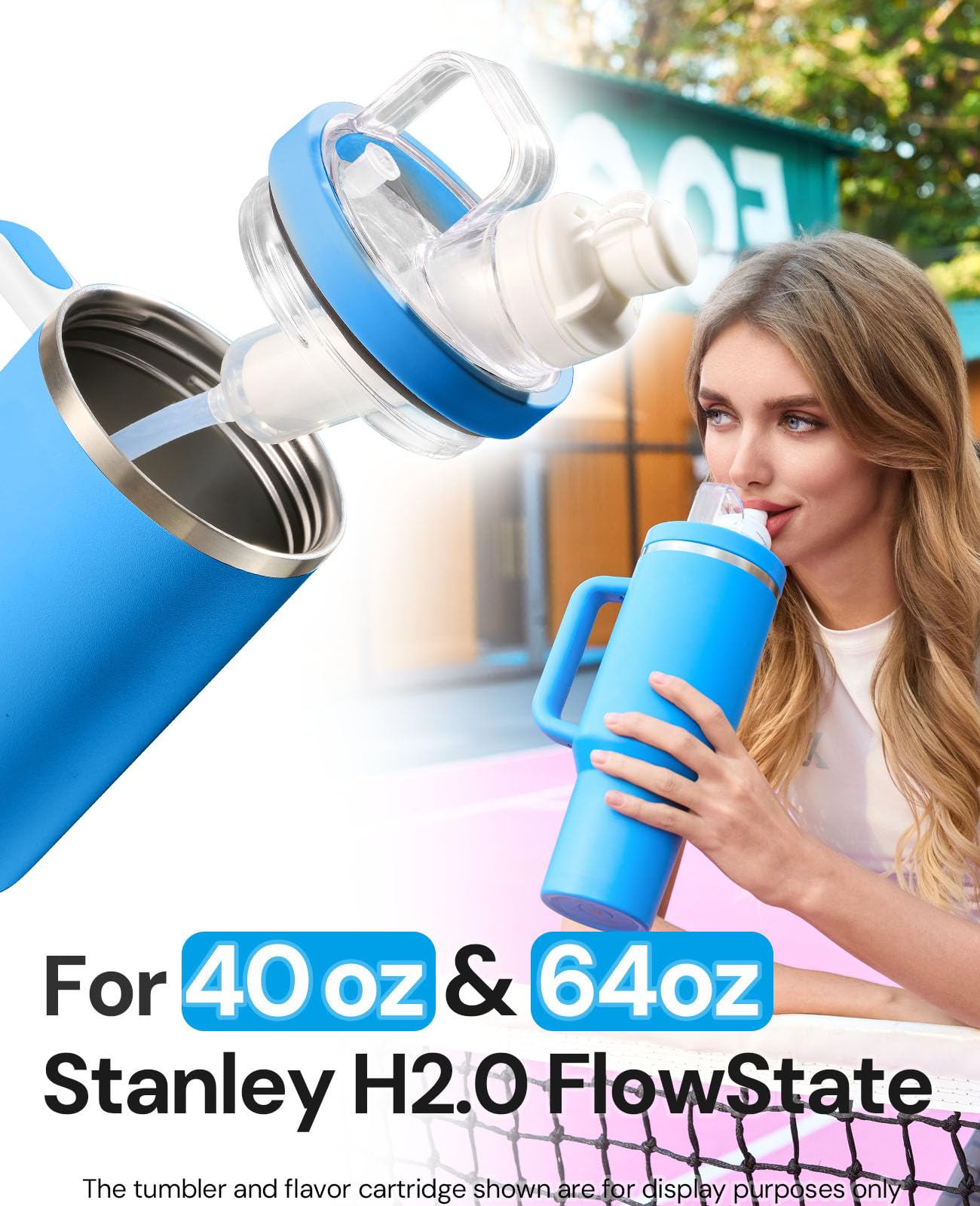YETARAN Stanley Tumbler Adapter Fits 40oz 64oz Quencher H2.0 Azure BPA Free