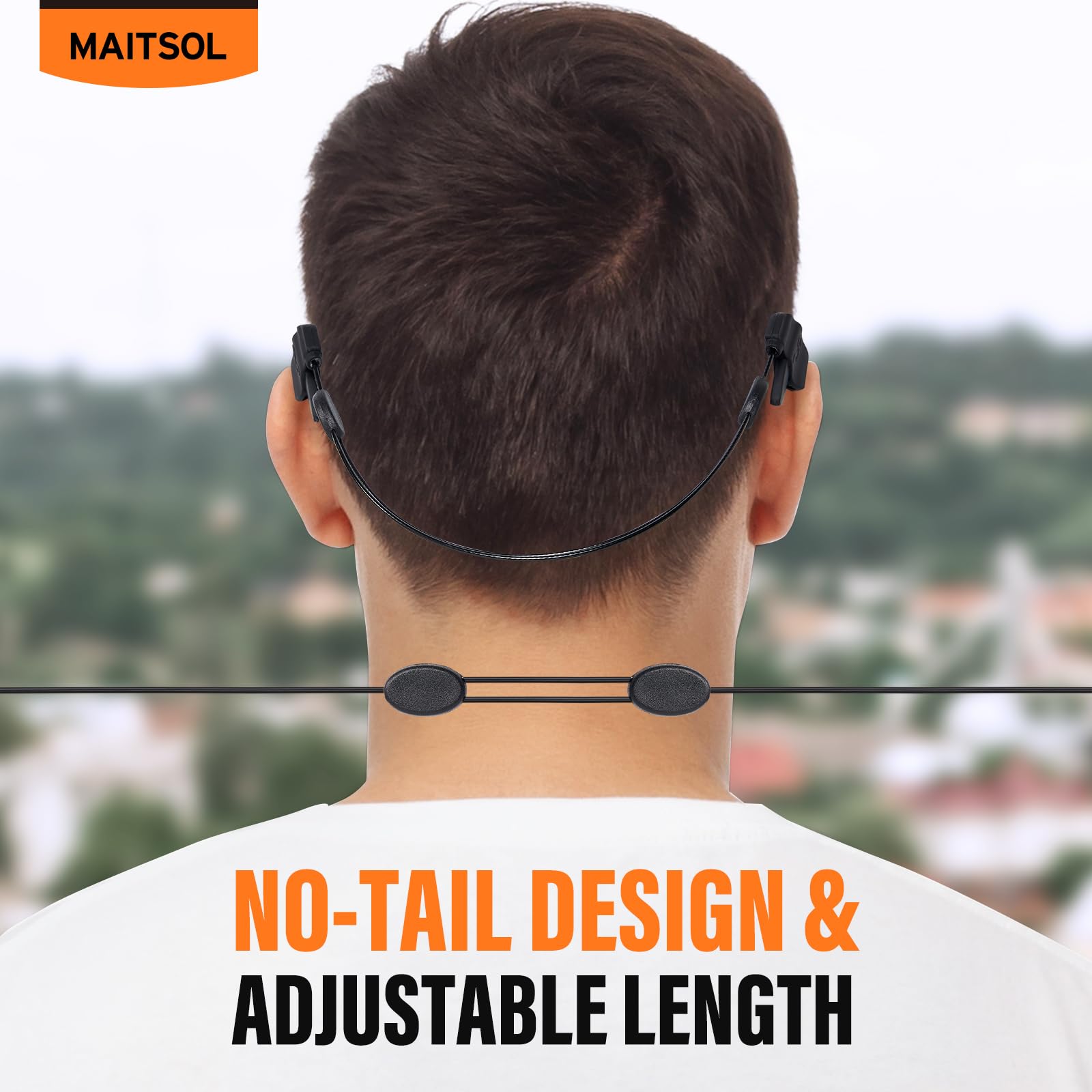Maitsol Adjustable Glasses Strap Black 3 Pcs Silicone Wire Rope Unisex