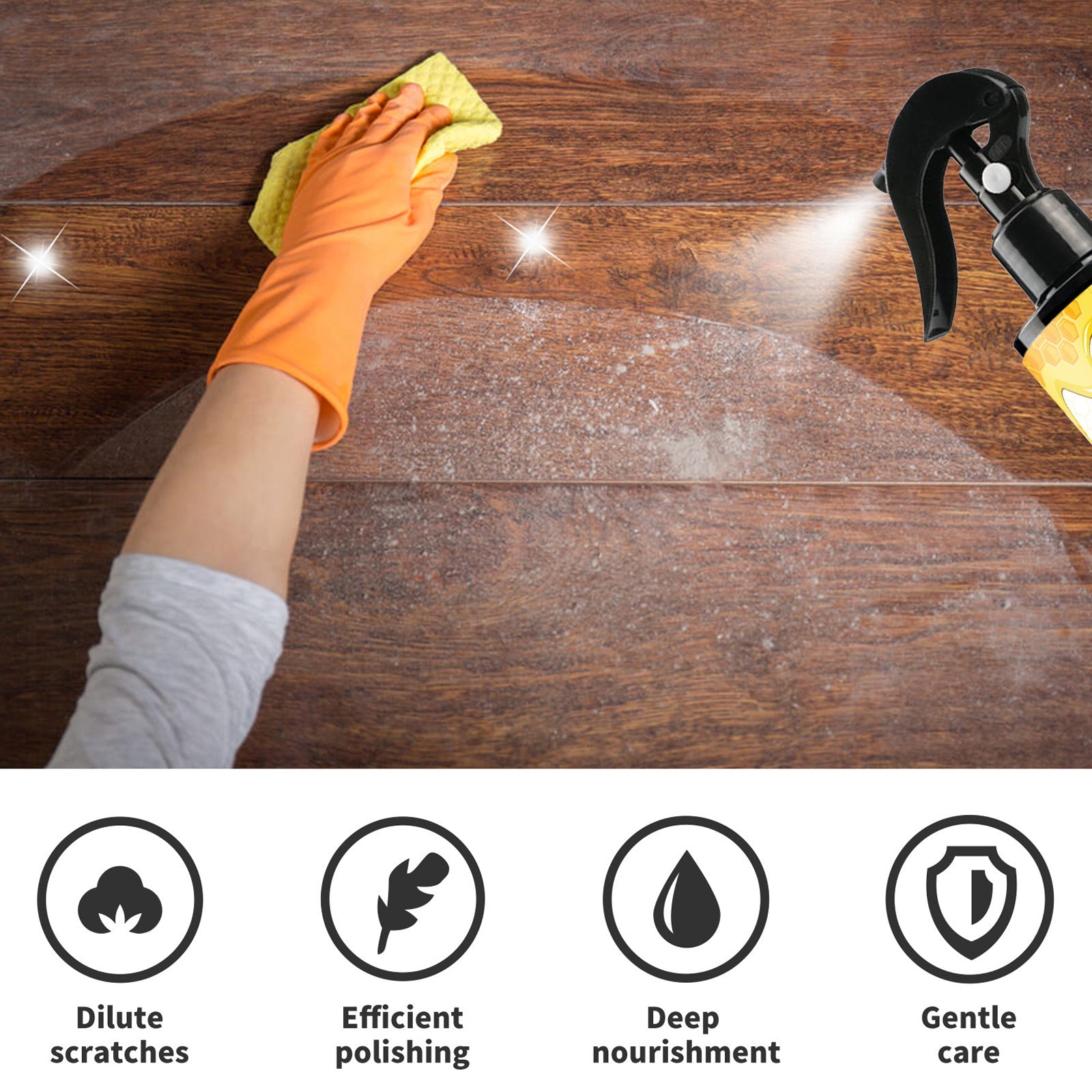 Furniture Beeswax Spray, Furniture Floor Care Polishing Waterproof Anti-Cracking Scratches Refurbished Care Wax