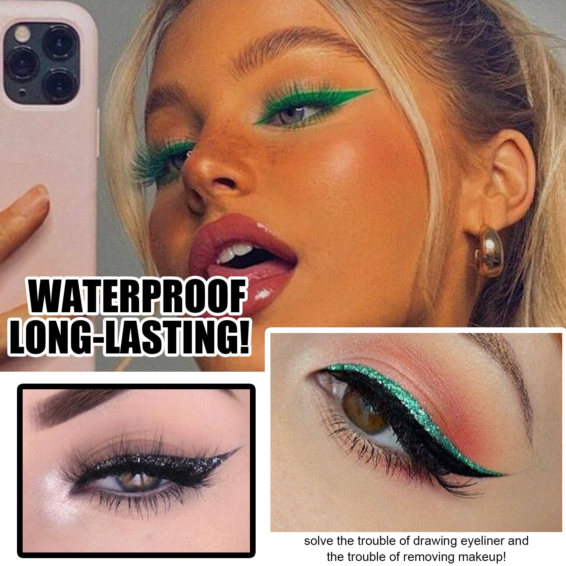 New Glitter Self-Adhesive Eyeliner Eyeshadow Sticker Double Eyelid False Eyelashes Waterproof Party Eye Makeup Sticker