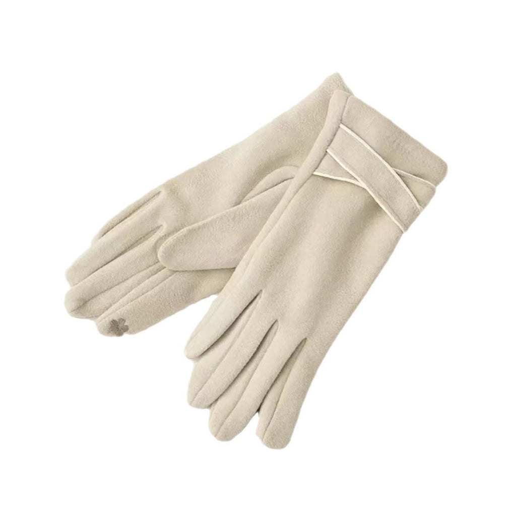 Women's Outdoor Warm Velvet Padded Thickened Cycling And Driving Versatile Simple Touch Screen Warm Gloves