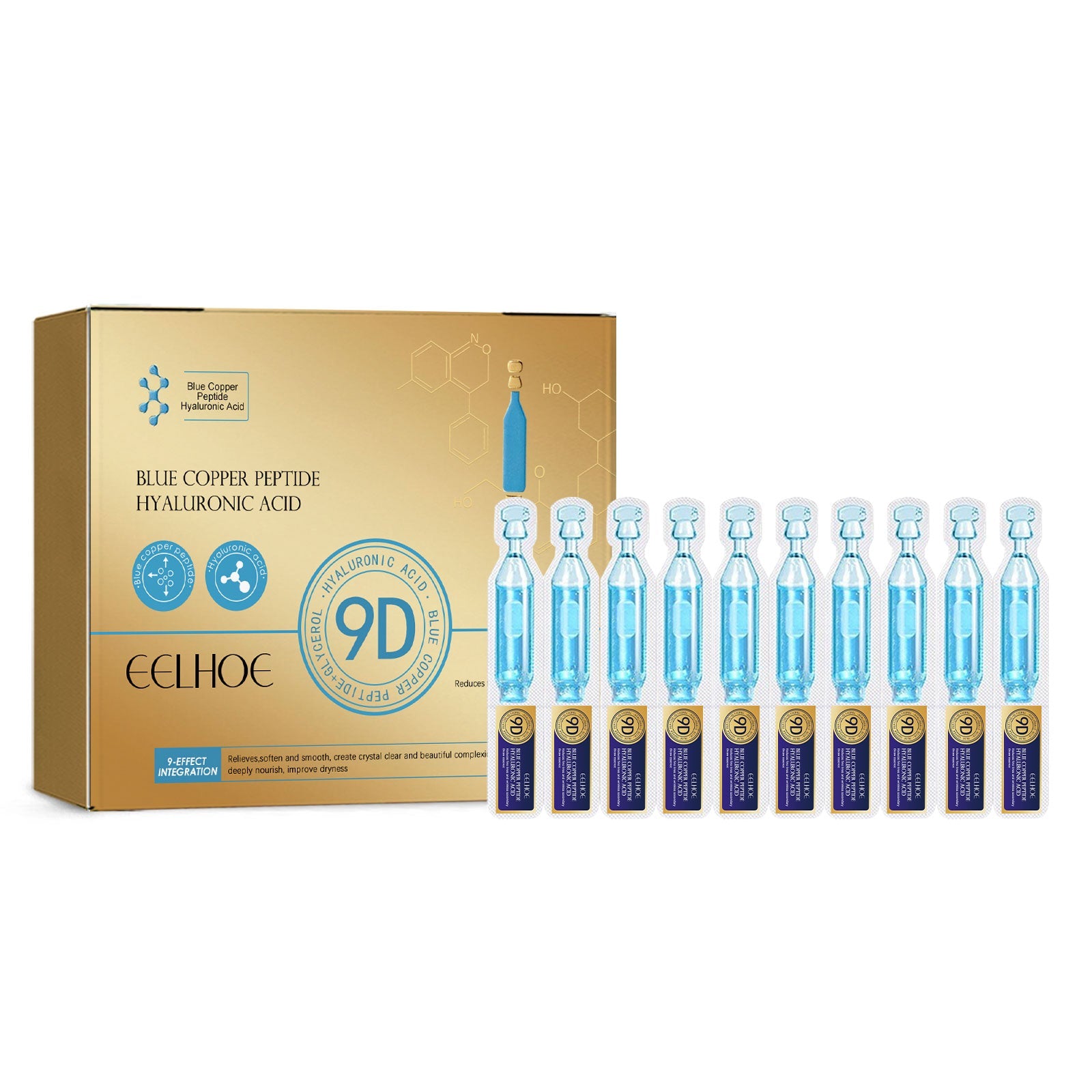 Blue Copper Peptide Hyaluronic Acid Essence Moisturizes Anti-Wrinkle, Even Skin Tone And Smooths Fine Lines And Tender Skin