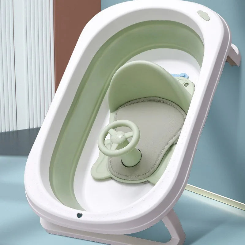 Baby shower basin with shower seat foldable bathtub bathtub dedicated shower bench with backrest and anti slip bath pad
