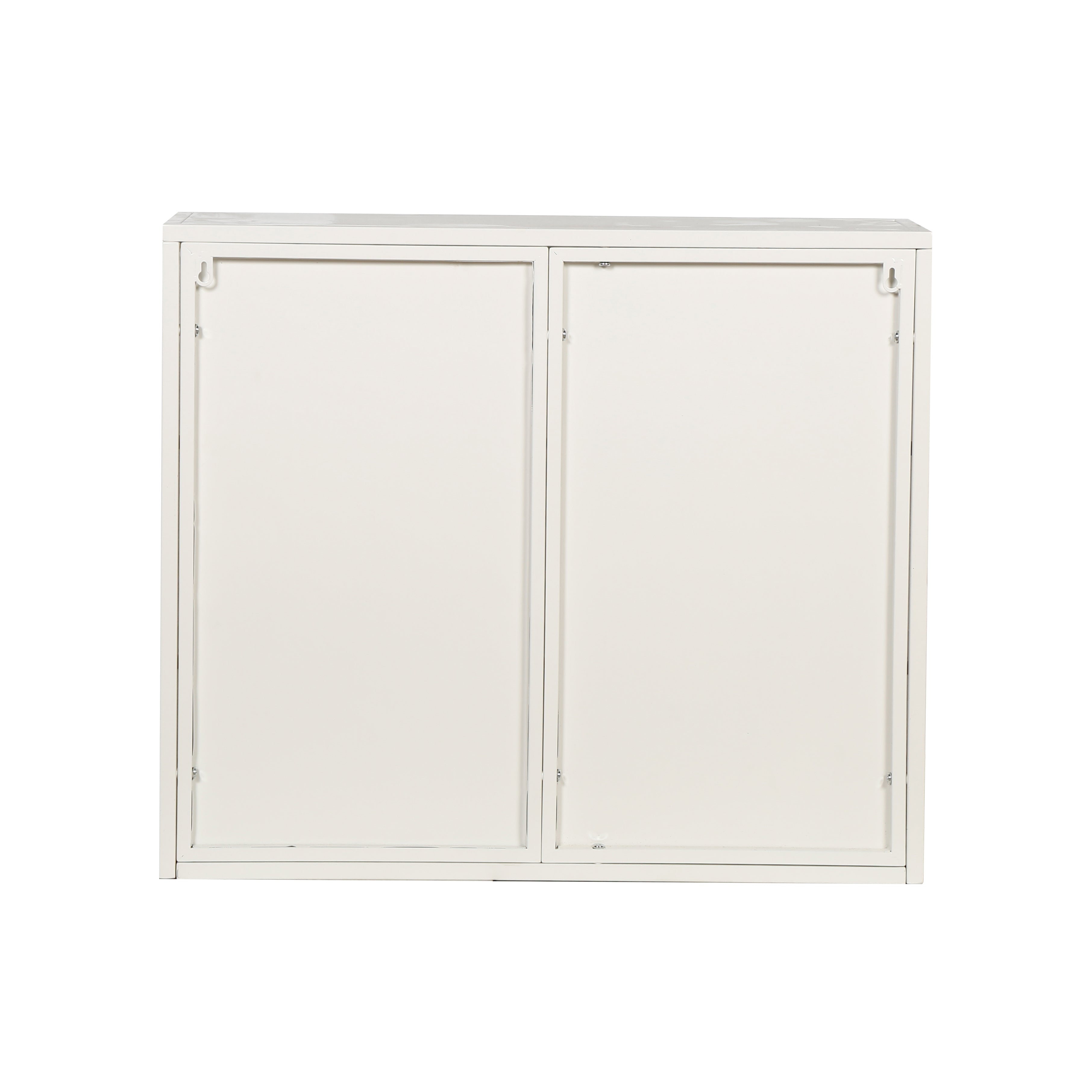 27.56"Glass Doors Modern Two-door Wall Cabinet with Featuring Three-tier White