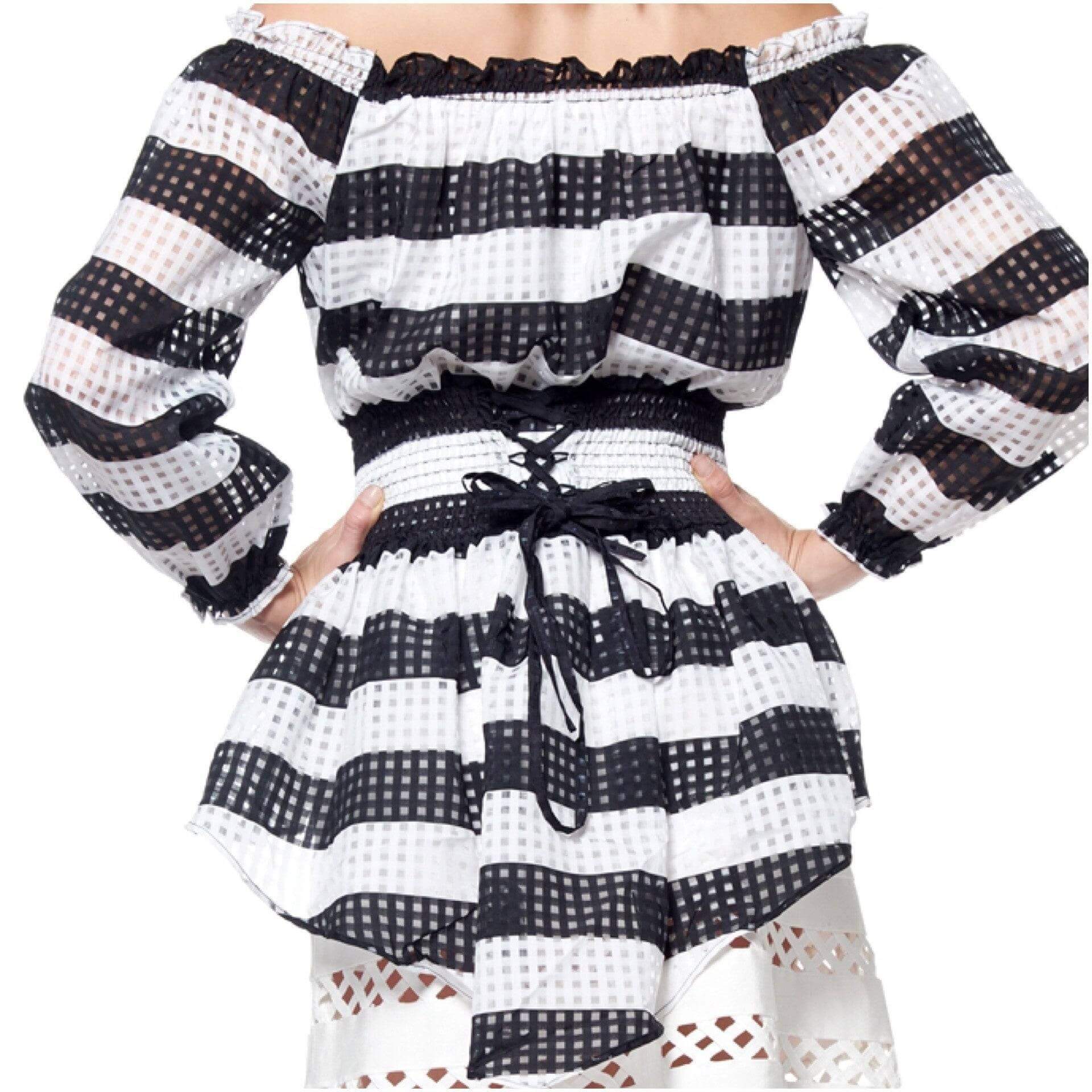 Striped off Shoulder Peplum Top