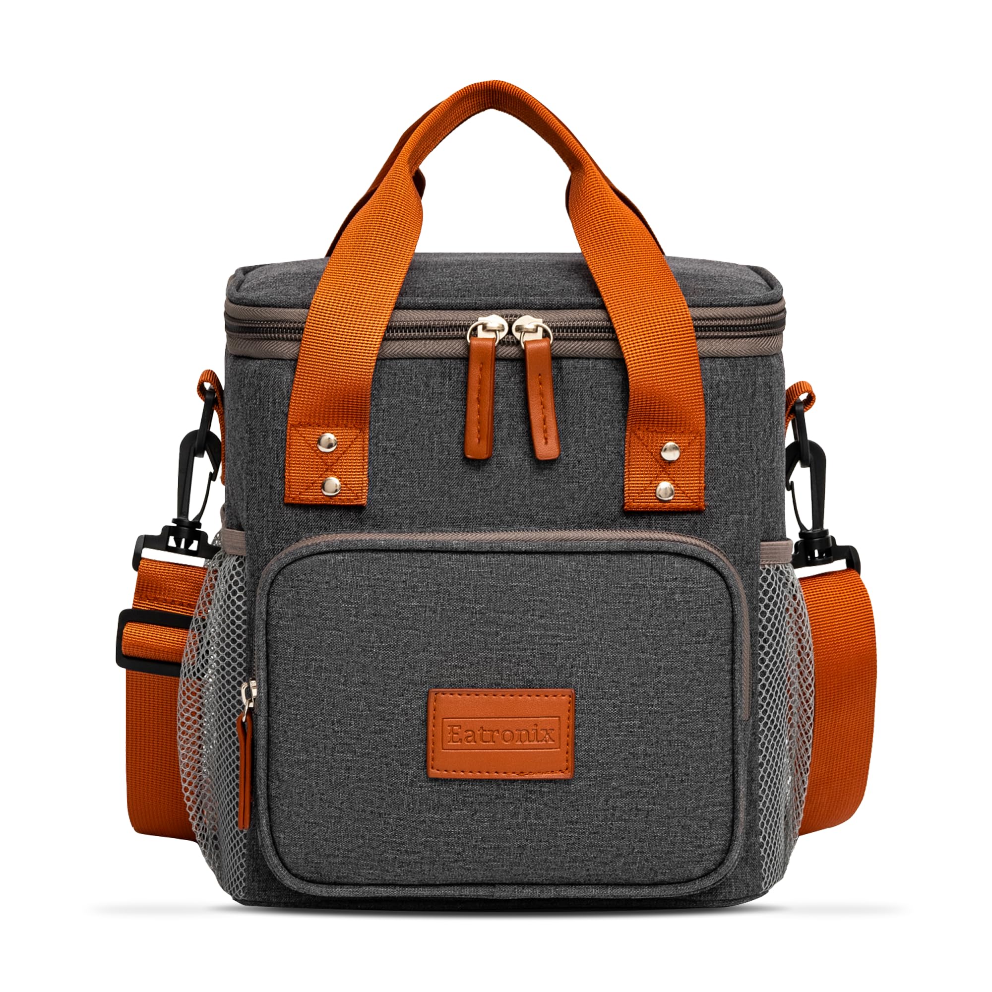 Eatronix Insulated Lunch Bag Waterproof Cooler Bag Adjustable Strap Gray 8L