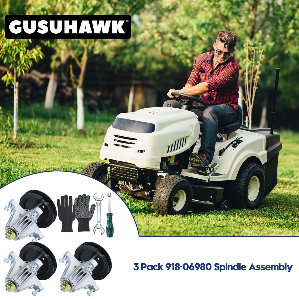 GUSUHAWK 3 Pack Spindle Assembly 918-06980 w 954-04077A Belt Cub Cadet XT1 GT50