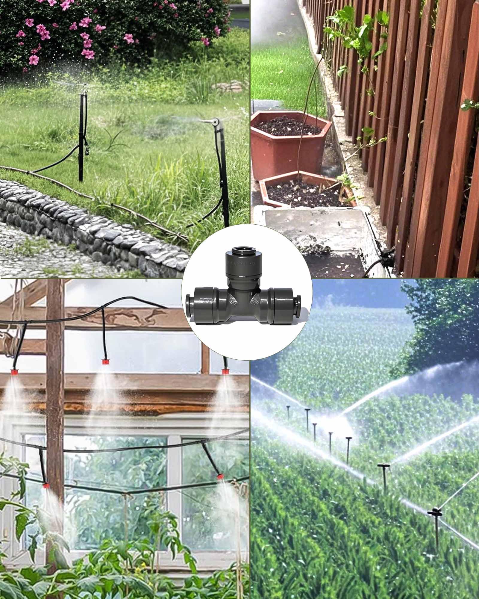 30 Pack 1/4 Inch Drip Irrigation Tee Connectors Quick Connect Garden Fittings
