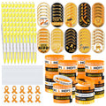 PullCrease Childhood Cancer Awareness Kit 400 Pcs Gold Ribbon Pens Bracelets