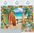 TJSWYADGS Summer Hawaiian Beach Backdrop Tropical Flower Palm Leaves 7x5FT